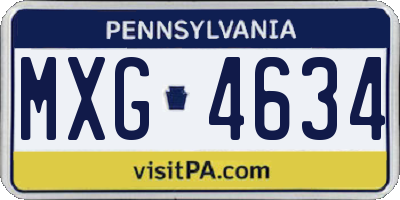 PA license plate MXG4634