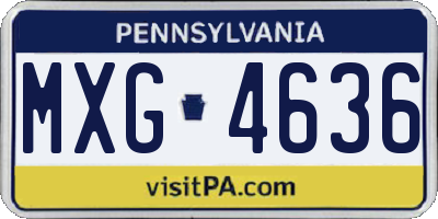 PA license plate MXG4636