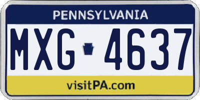 PA license plate MXG4637