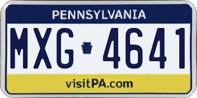 PA license plate MXG4641