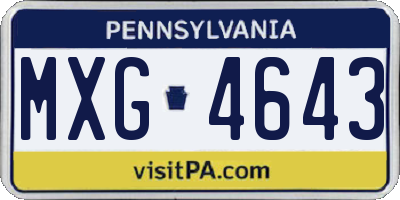 PA license plate MXG4643