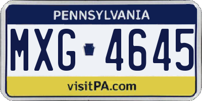 PA license plate MXG4645