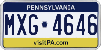PA license plate MXG4646