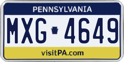 PA license plate MXG4649