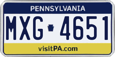 PA license plate MXG4651
