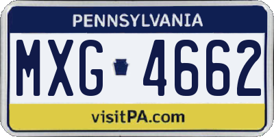 PA license plate MXG4662