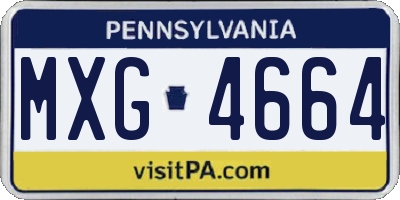 PA license plate MXG4664
