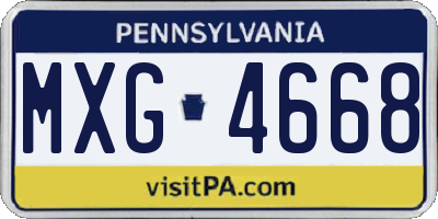 PA license plate MXG4668