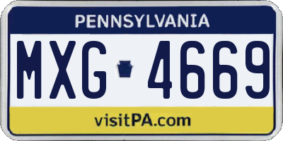 PA license plate MXG4669