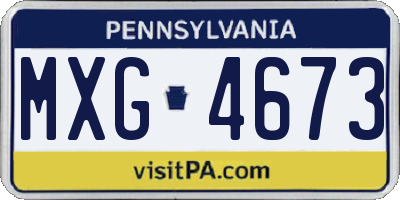 PA license plate MXG4673