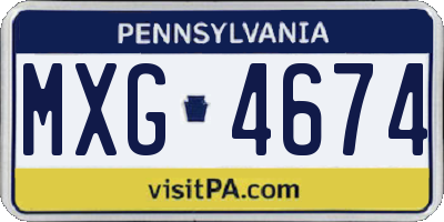 PA license plate MXG4674