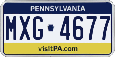 PA license plate MXG4677