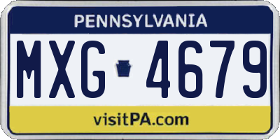PA license plate MXG4679