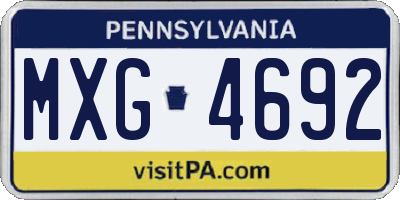 PA license plate MXG4692