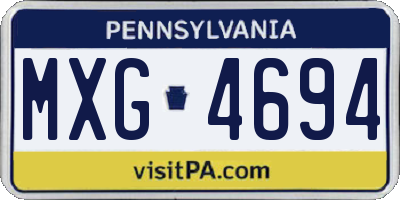 PA license plate MXG4694