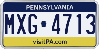 PA license plate MXG4713