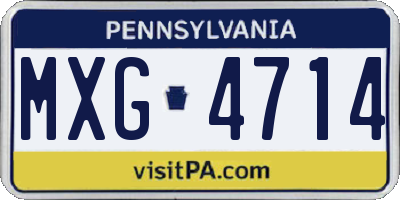PA license plate MXG4714