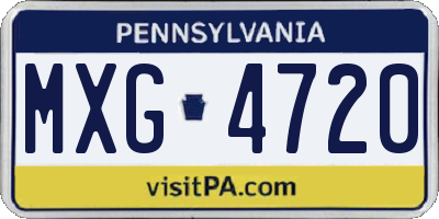 PA license plate MXG4720