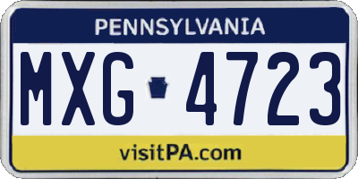 PA license plate MXG4723