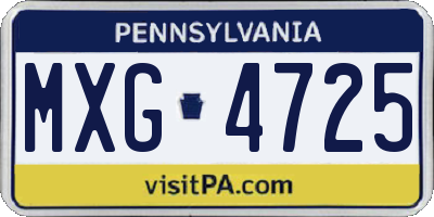 PA license plate MXG4725
