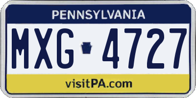 PA license plate MXG4727
