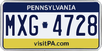 PA license plate MXG4728