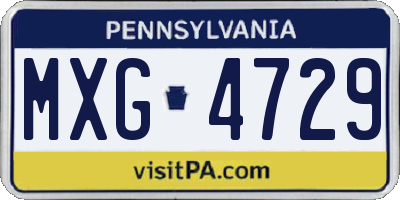 PA license plate MXG4729