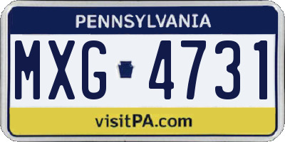 PA license plate MXG4731
