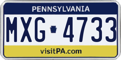 PA license plate MXG4733