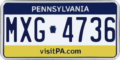 PA license plate MXG4736
