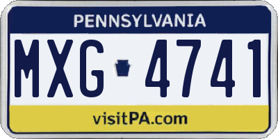 PA license plate MXG4741