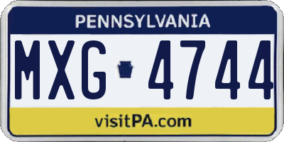 PA license plate MXG4744