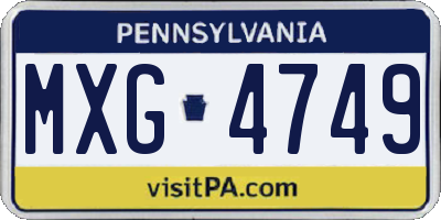 PA license plate MXG4749
