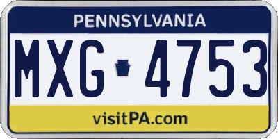 PA license plate MXG4753