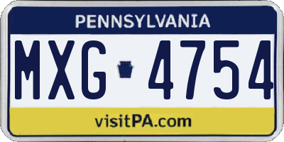PA license plate MXG4754