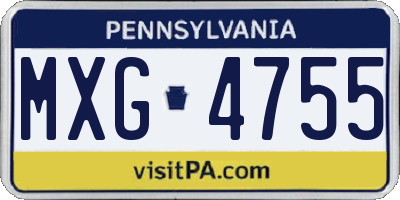 PA license plate MXG4755