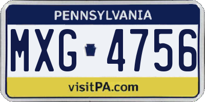 PA license plate MXG4756