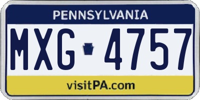 PA license plate MXG4757