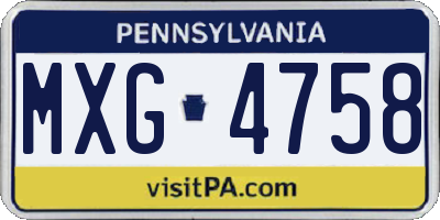 PA license plate MXG4758