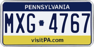 PA license plate MXG4767
