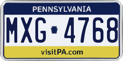 PA license plate MXG4768