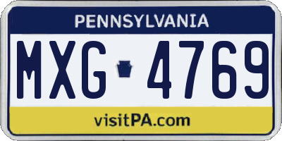 PA license plate MXG4769