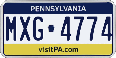 PA license plate MXG4774