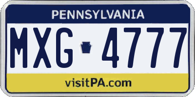 PA license plate MXG4777