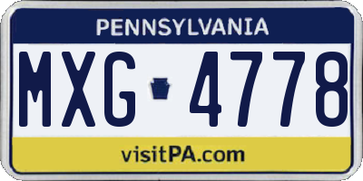 PA license plate MXG4778
