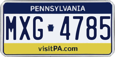 PA license plate MXG4785