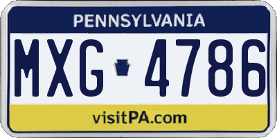 PA license plate MXG4786