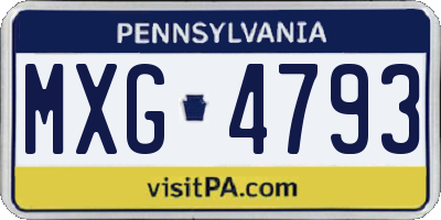PA license plate MXG4793