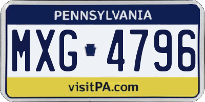 PA license plate MXG4796