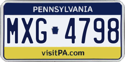 PA license plate MXG4798